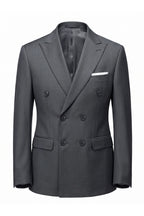 Men's Tailored Fit Double Breasted Two Piece Suit Set - Peak Lapel Blazer and Trousers