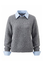 Women's Winter Warm Crew Neck Jumper with Layered Collar
