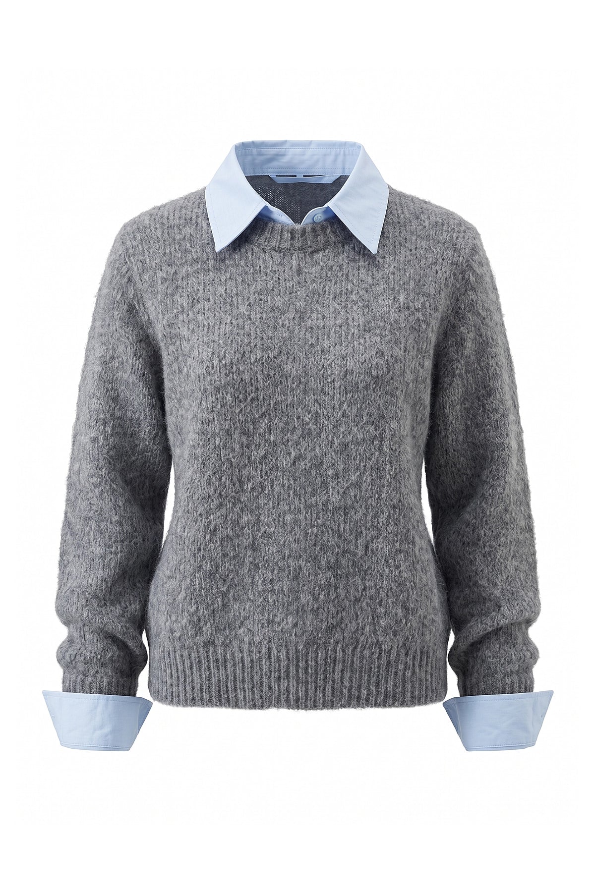 Women's Winter Warm Crew Neck Jumper with Layered Collar