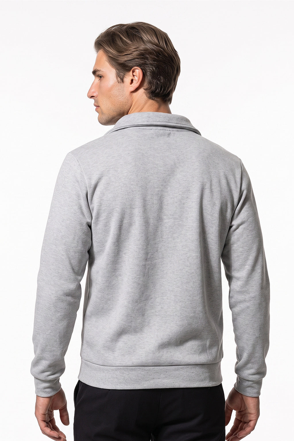 Men's Winter Warm Fleece Lined Quarter Zip Sweatshirt with Stand Collar