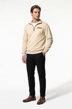 Men's Winter Warm Fleece Lined Quarter Zip Sweatshirt with Stand Collar