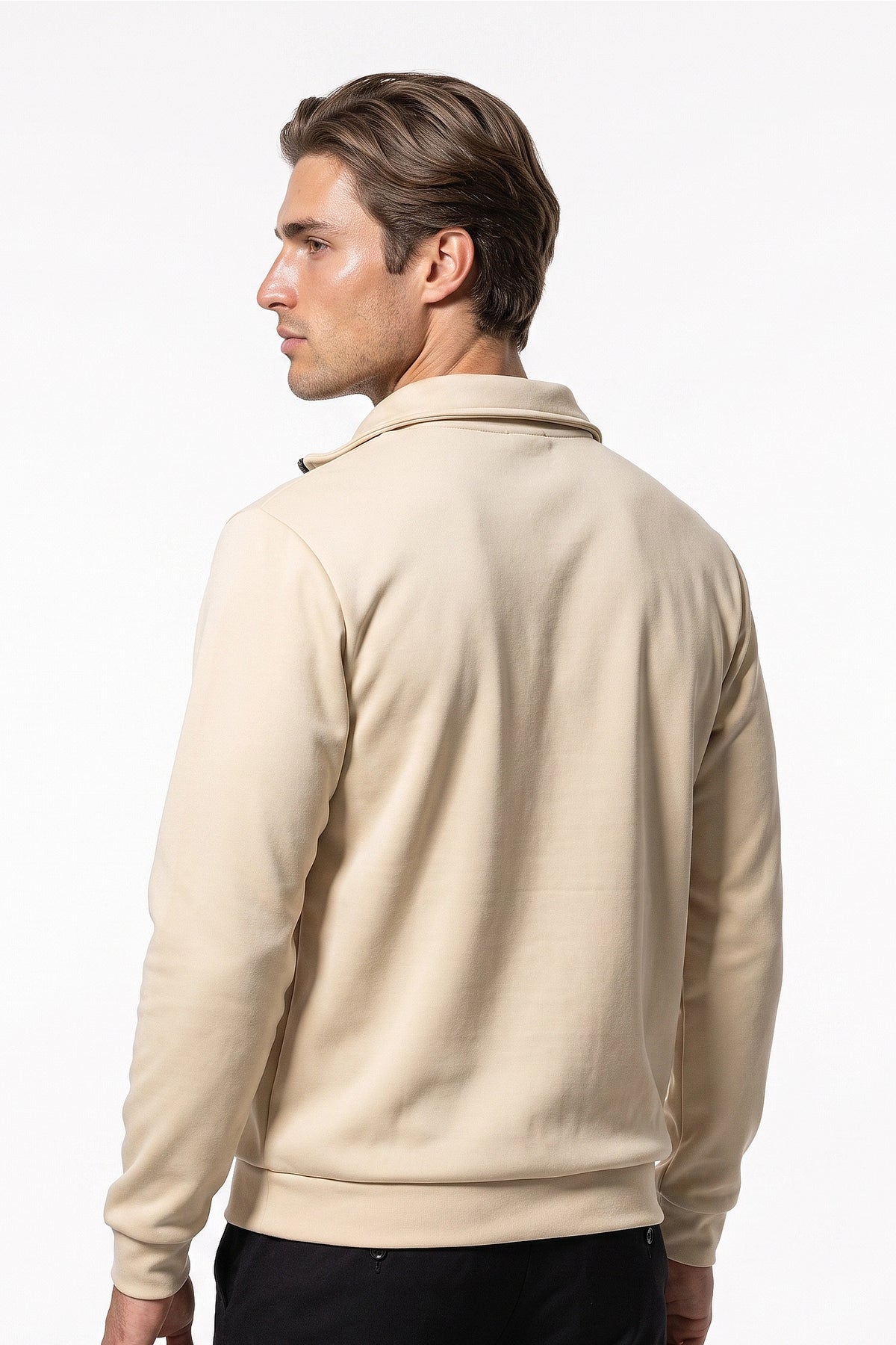 Men's Winter Warm Fleece Lined Quarter Zip Sweatshirt with Stand Collar