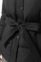 Women's Winter Warm Hooded Puffer Jacket with Belted Waist
