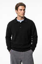 Men’s Winter Comfortable Knitted Polo Jumper with Long Sleeves