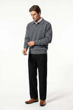 Men’s Winter Comfortable Knitted Polo Jumper with Long Sleeves