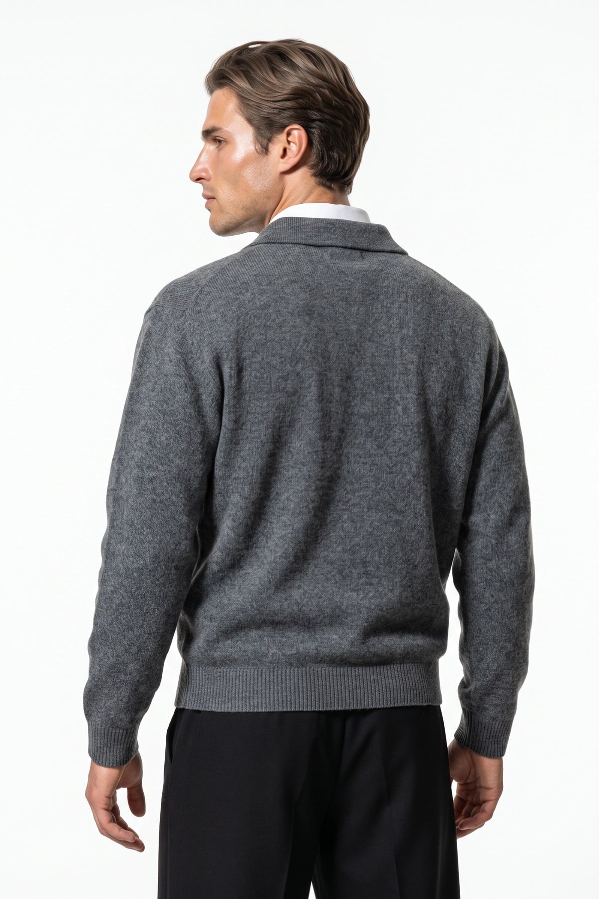Men’s Winter Comfortable Knitted Polo Jumper with Long Sleeves
