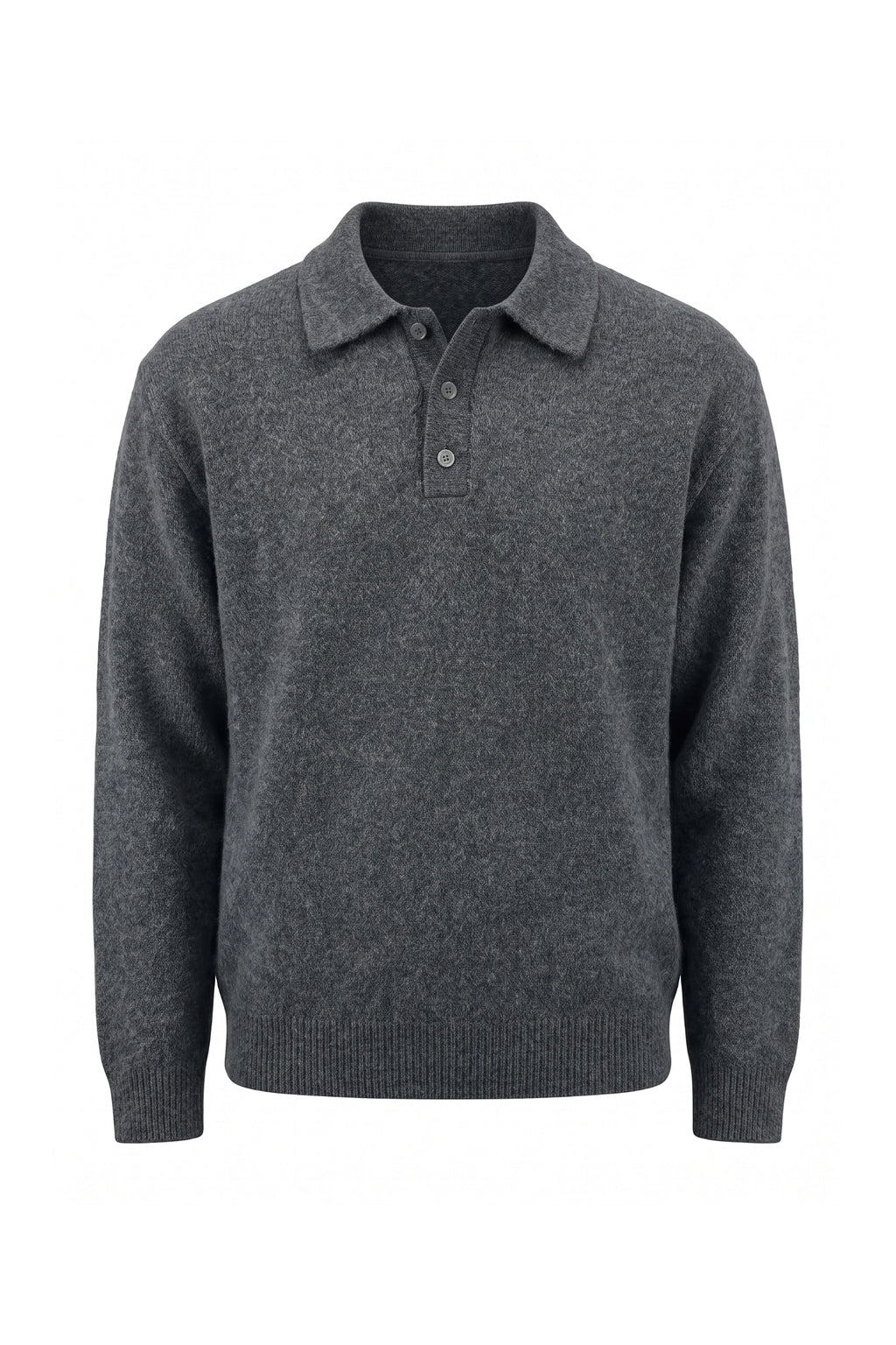 Men’s Winter Comfortable Knitted Polo Jumper with Long Sleeves