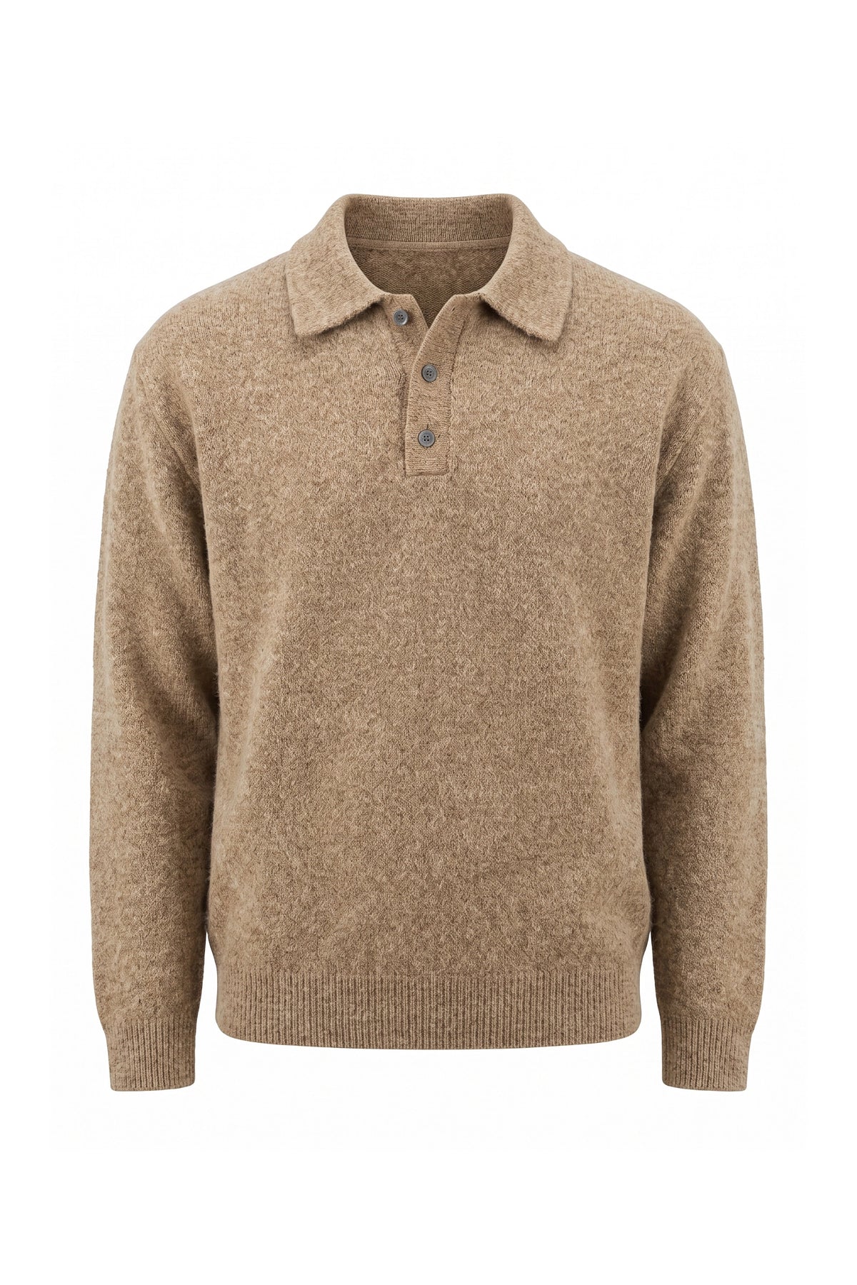 Men’s Winter Comfortable Knitted Polo Jumper with Long Sleeves
