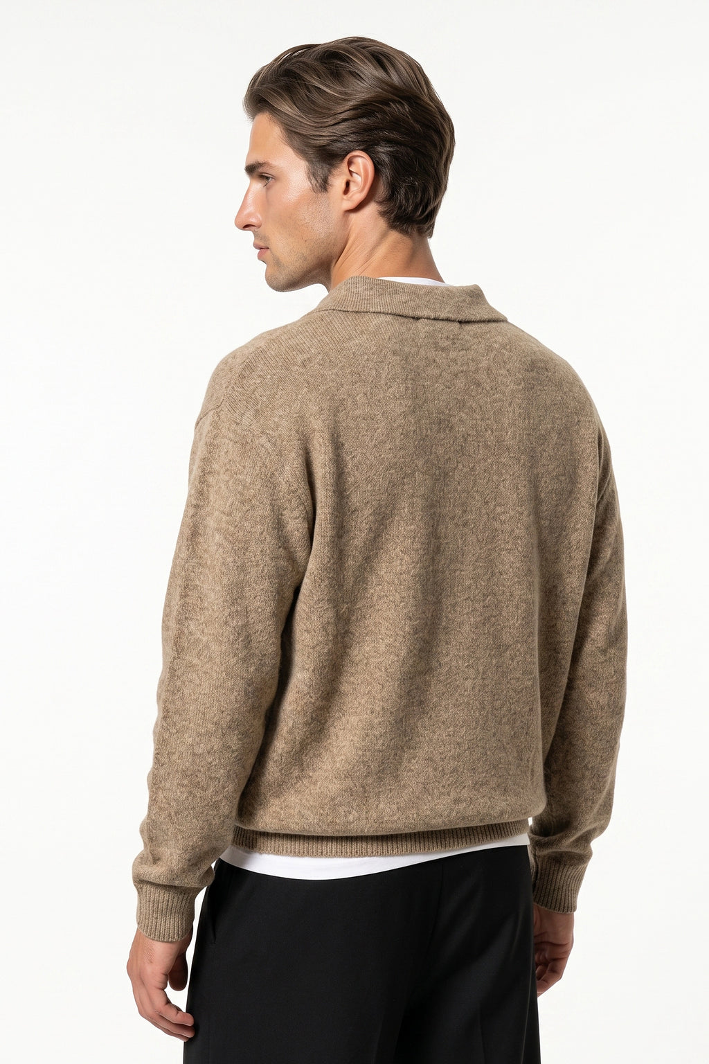 Men’s Winter Comfortable Knitted Polo Jumper with Long Sleeves