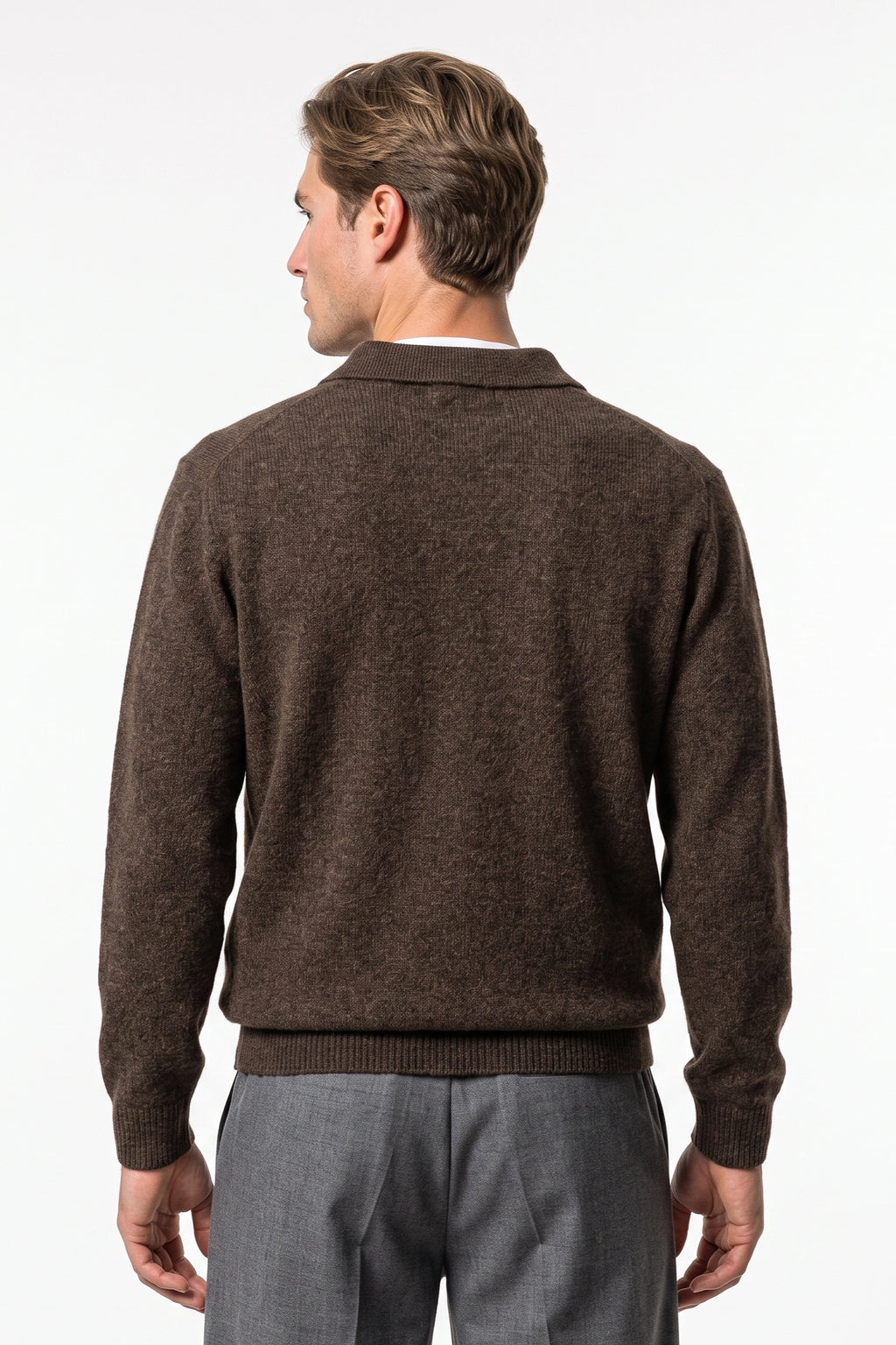 Men’s Winter Comfortable Knitted Polo Jumper with Long Sleeves