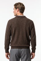 Men’s Winter Comfortable Knitted Polo Jumper with Long Sleeves
