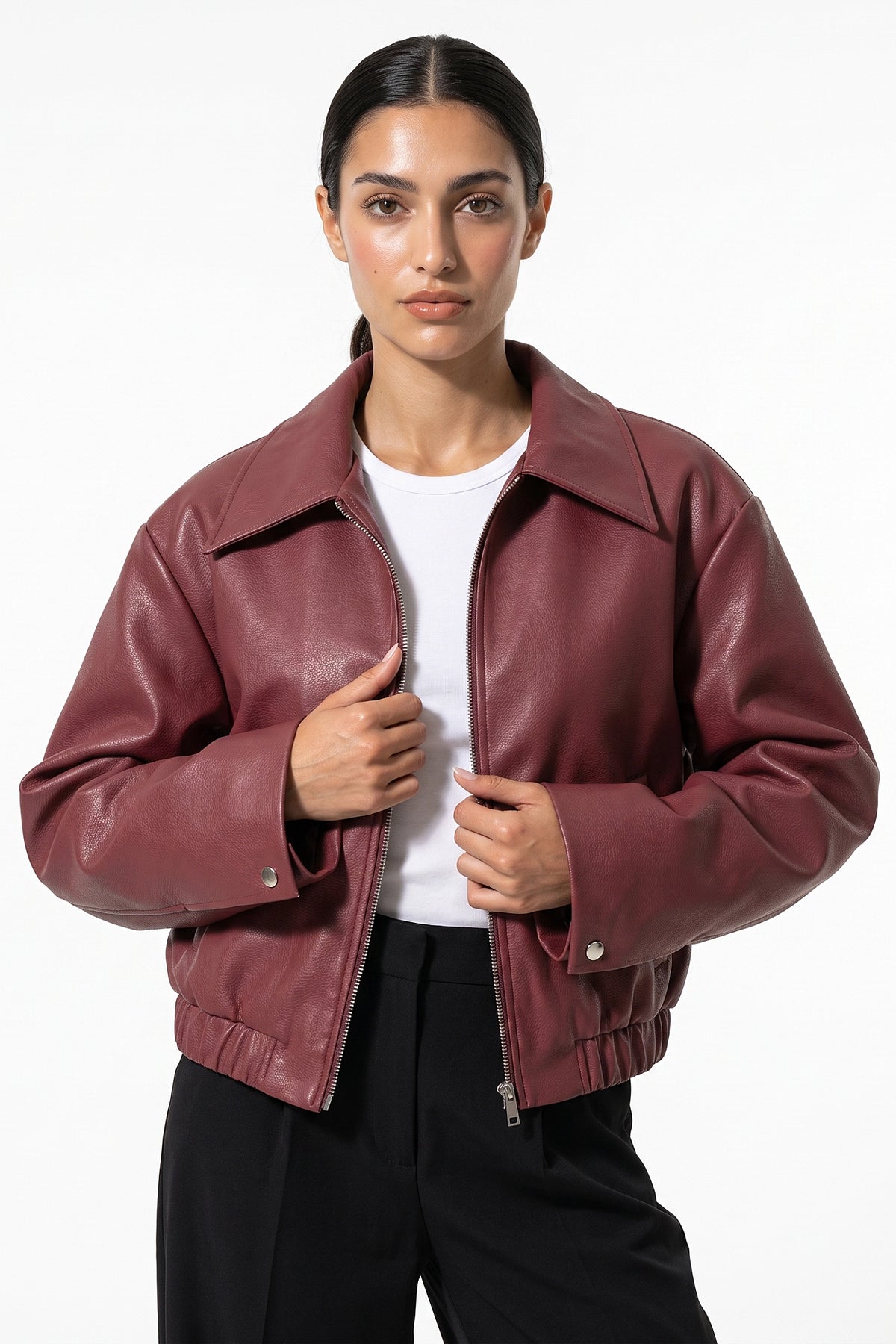 Women's Winter Versatile Oversized Faux Leather Jacket