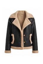 Women’s Winter Warm Faux Fur Jacket in Leather Aviator Style