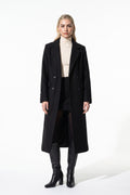 Women’s Winter Warm Long Coat with Double Breasted Front and Notched Lapel