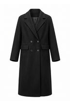 Women’s Winter Warm Long Coat with Double Breasted Front and Notched Lapel