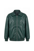 Women’s Winter Versatile Oversized Leather Jacket with Zip Up Front