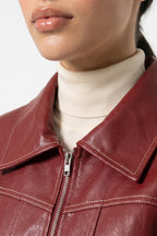 Women’s Winter Versatile Oversized Leather Jacket with Zip Up Front