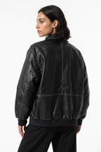 Women’s Winter Versatile Oversized Leather Jacket with Zip Up Front