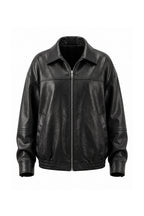 Women’s Winter Versatile Black Oversized Leather Jacket