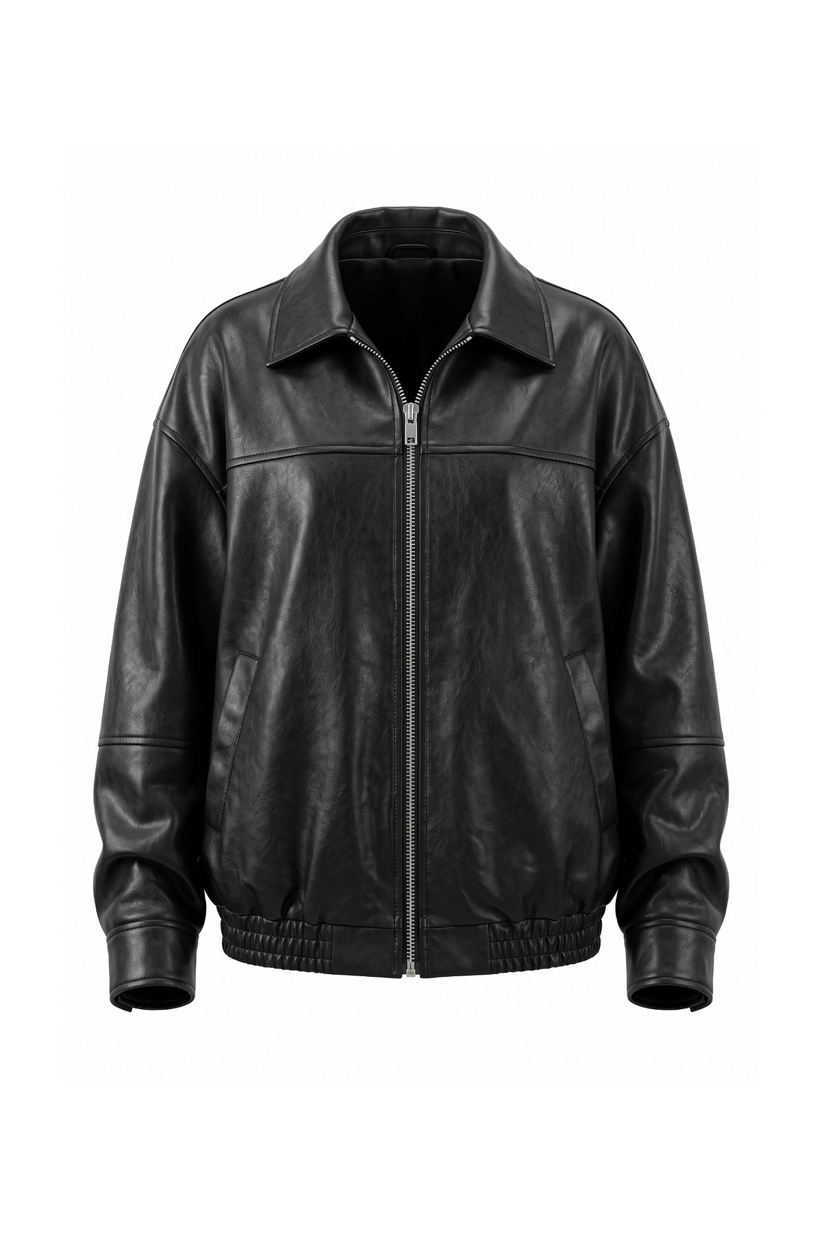 Women’s Winter Versatile Black Oversized Leather Jacket