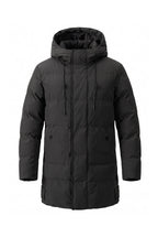 Men’s Winter Warm Longline Puffer Coat with Hood and Full Zip