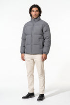 Men's Winter Warm Fleece Lined Puffer Jacket with Stand Collar