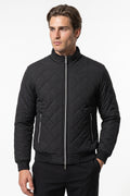 Men's Winter Warm Fleece Lined Quilted Jacket with Stand Collar