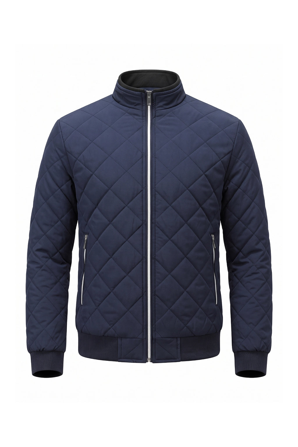 Men's Winter Warm Fleece Lined Quilted Jacket with Stand Collar