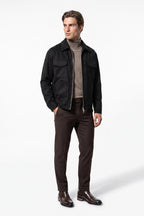 Men’s Winter Comfortable Suede Jacket with Relaxed Fit Zip Up