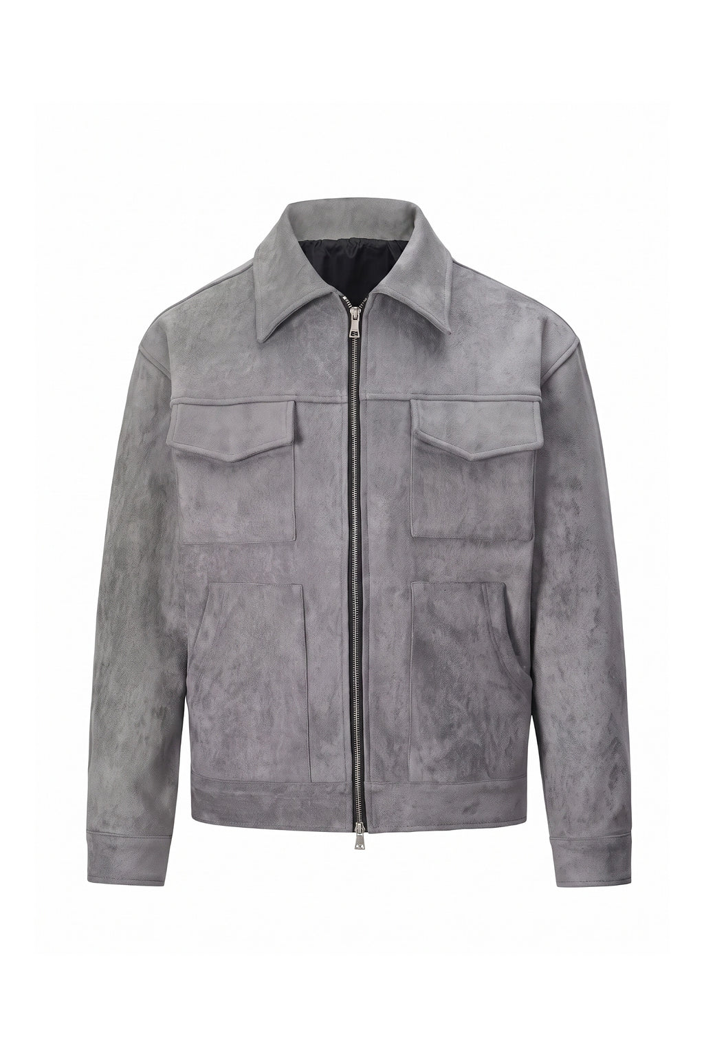 Men’s Winter Comfortable Suede Jacket with Relaxed Fit Zip Up