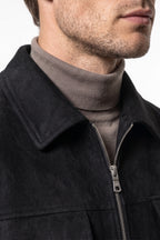 Men’s Winter Comfortable Suede Jacket with Relaxed Fit Zip Up