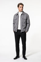 Men’s Winter Comfortable Suede Jacket with Relaxed Fit Zip Up
