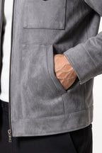Men’s Winter Comfortable Suede Jacket with Relaxed Fit Zip Up