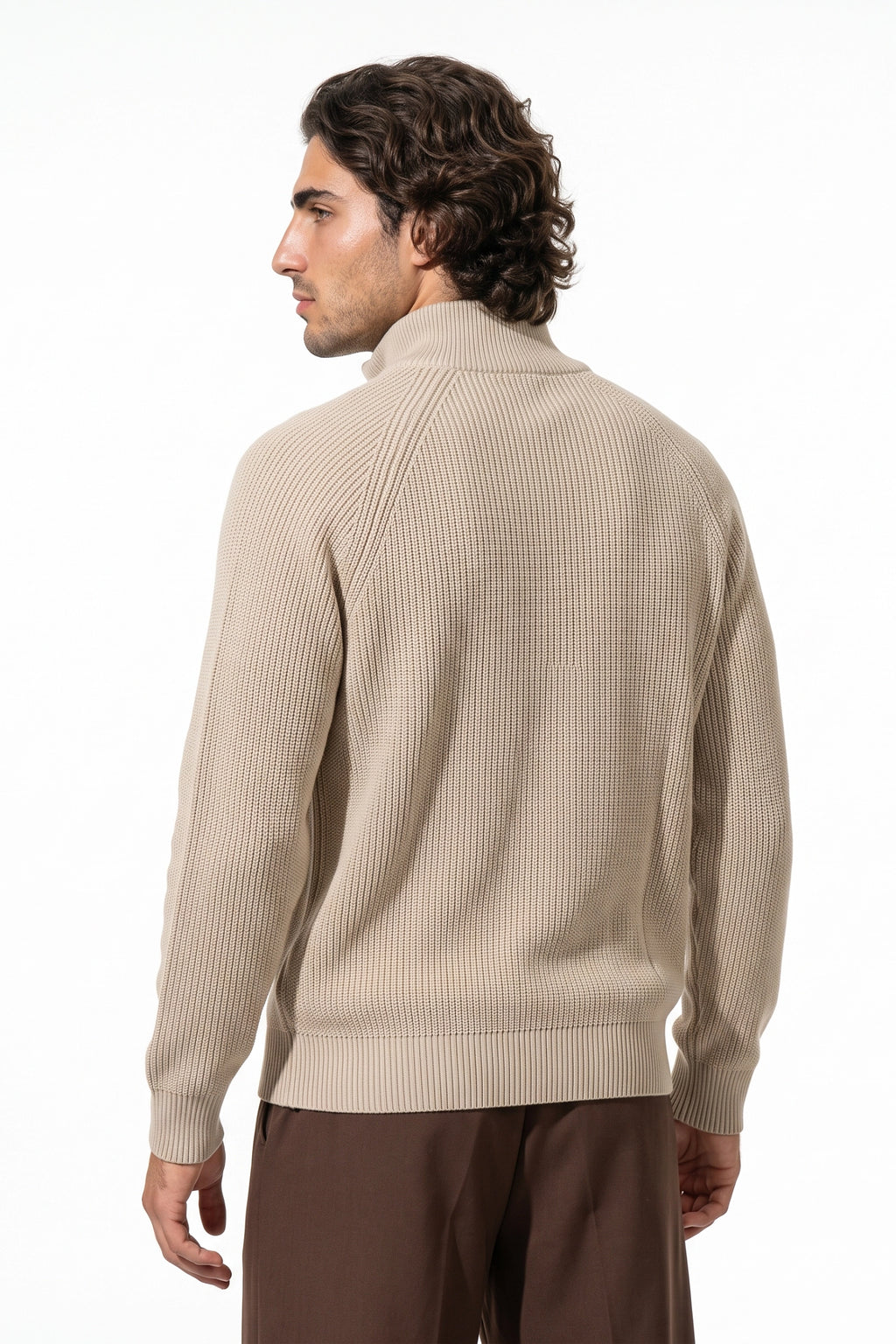 Men’s Winter Warm Ribbed Quarter Zip Knit Jumper