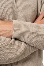 Men’s Winter Warm Ribbed Quarter Zip Knit Jumper