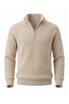 Men's Winter Rib Knit Quarter Zip Jumper with Stand Collar