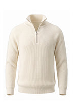 Men's Winter Rib Knit Quarter Zip Jumper with Stand Collar