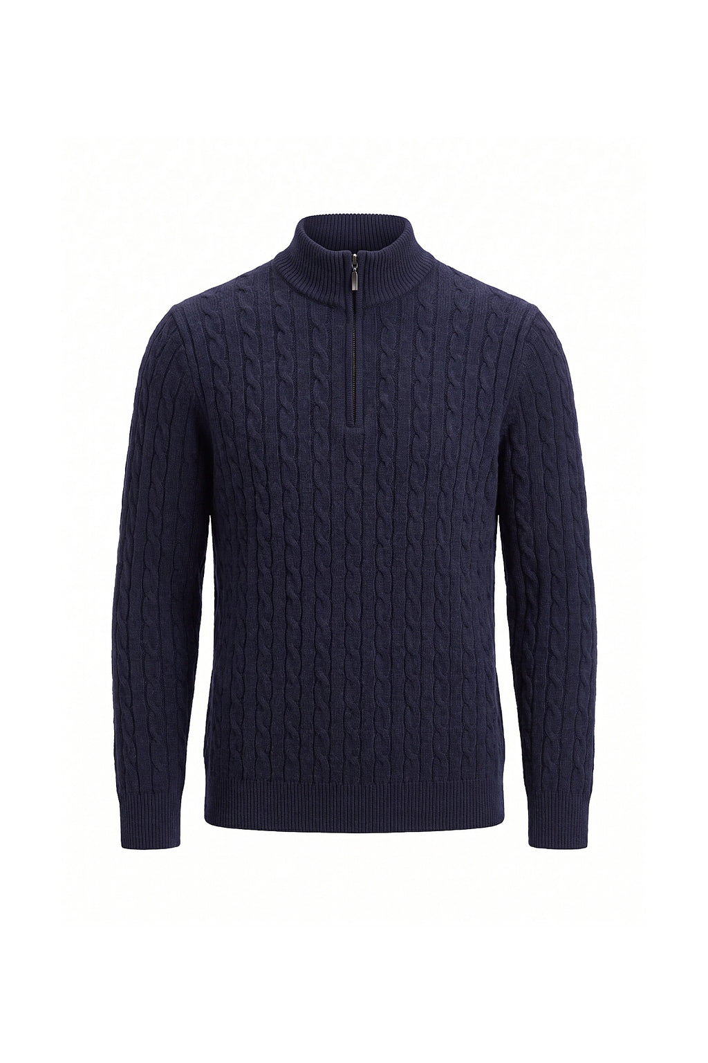 Men’s Winter Warm Quarter Zip Cable Knitted Jumper
