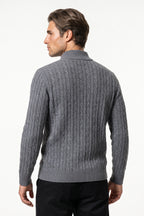 Men’s Winter Warm Quarter Zip Cable Knitted Jumper