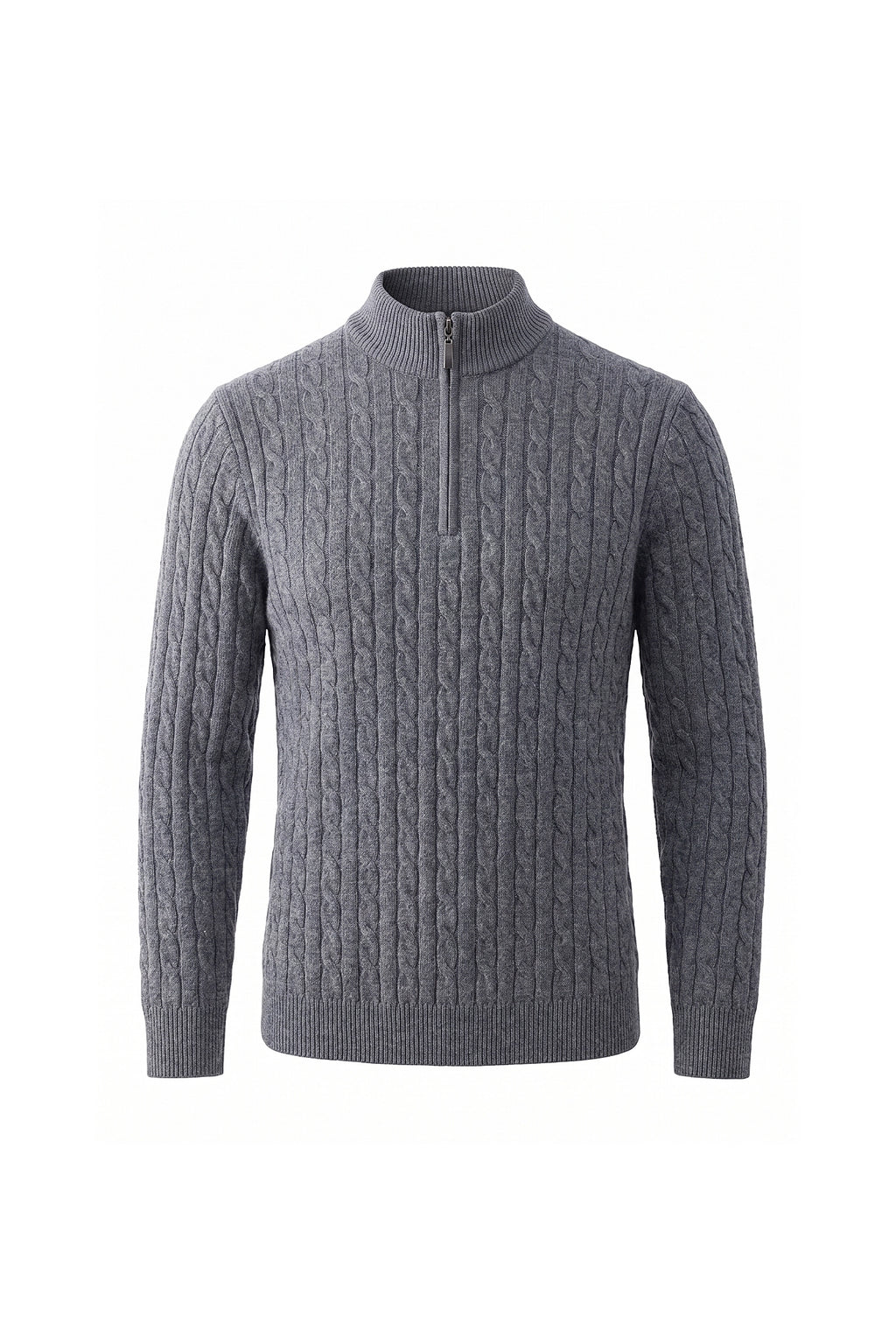 Men’s Winter Warm Quarter Zip Cable Knitted Jumper