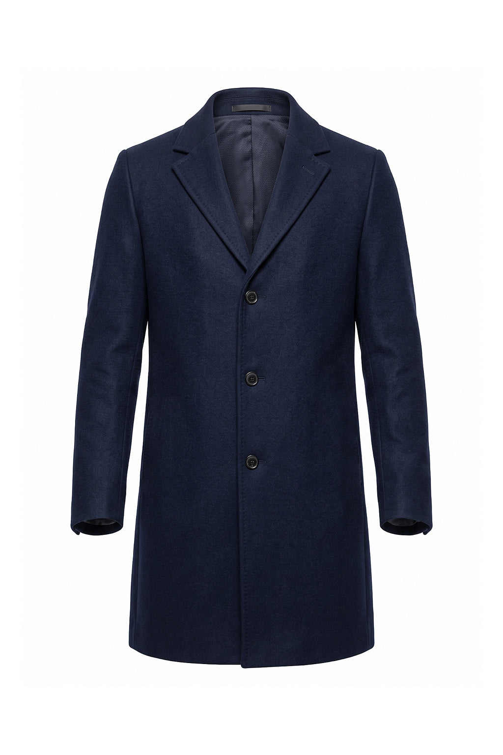 Men’s Winter Warm Longline Overcoat Single Breasted Notched Lapel
