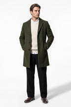 Men’s Winter Warm Longline Overcoat Single Breasted Notched Lapel