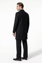 Men’s Winter Warm Longline Overcoat Single Breasted Notched Lapel