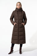 Women’s Winter Warm Longline Hooded Puffer Coat with High Collar