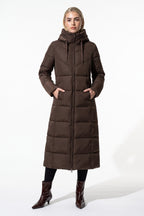 Women’s Winter Warm Longline Hooded Puffer Coat with High Collar