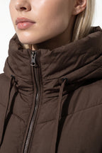 Women’s Winter Warm Longline Hooded Puffer Coat with High Collar