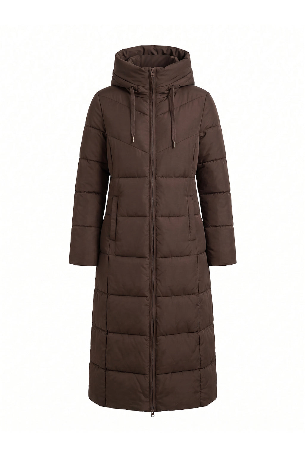 Women’s Winter Warm Longline Hooded Puffer Coat with High Collar