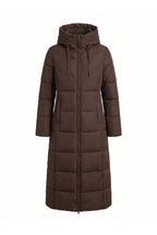 Women’s Winter Warm Longline Hooded Puffer Coat with High Collar