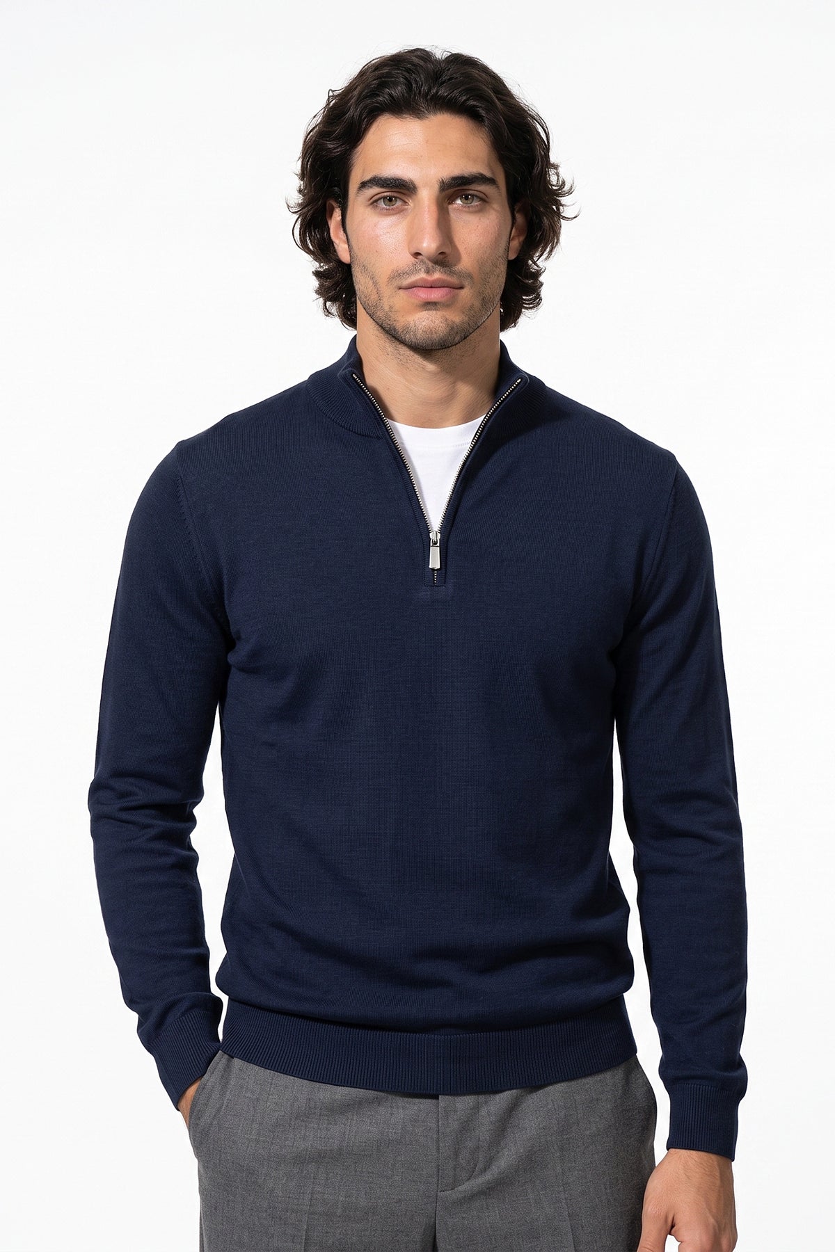 Men's Winter Lightweight Knit Quarter Zip Jumper
