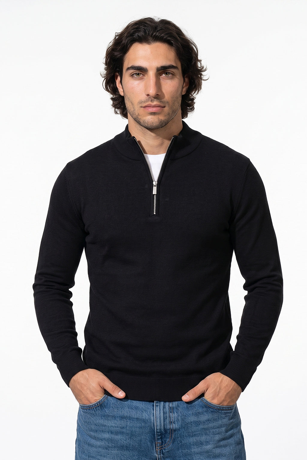 Men's Winter Lightweight Knit Quarter Zip Jumper